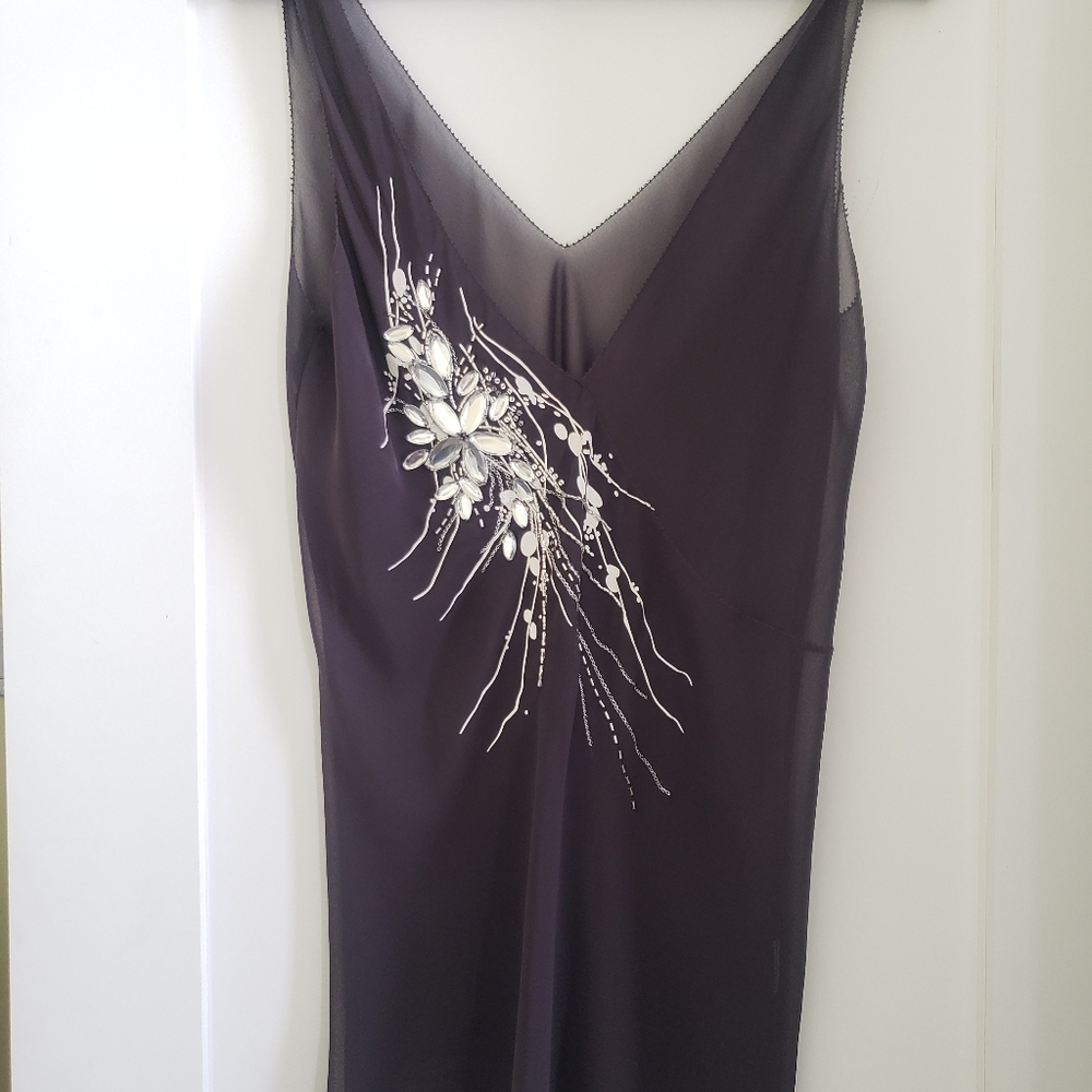 Chiffon embellished tank in plum